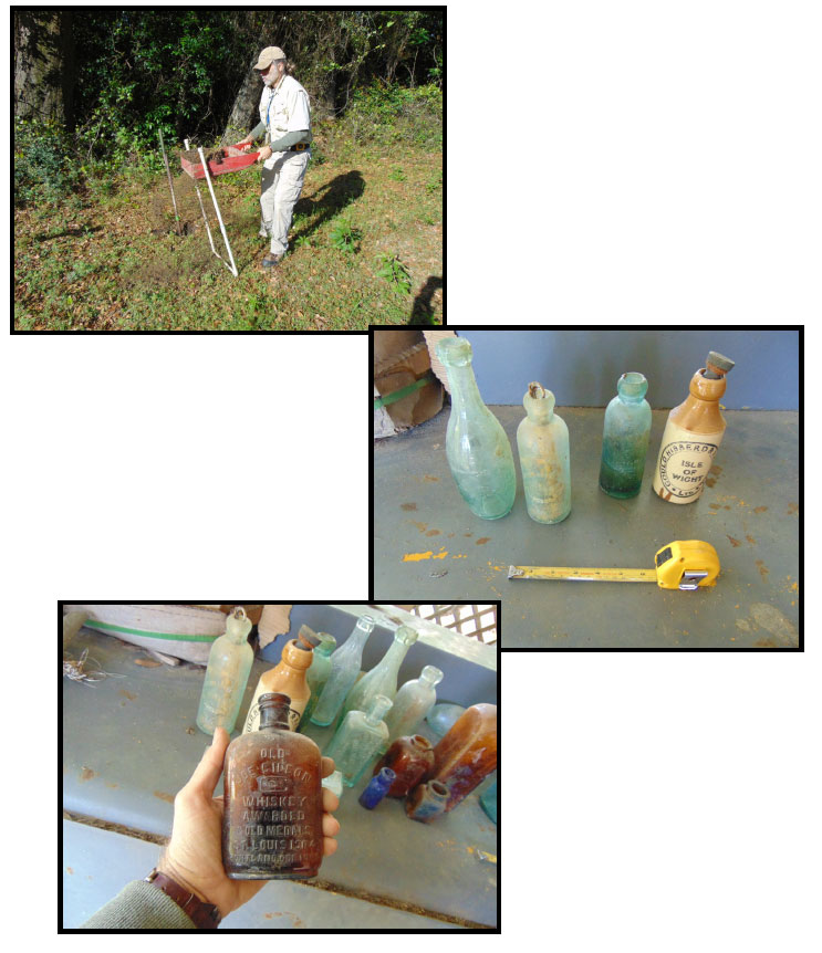 Figure 13: Scenes of excavations and samples of artifactsrecovered during the Bayou Chico archeological project. Analysis to be included in our planned technical report.