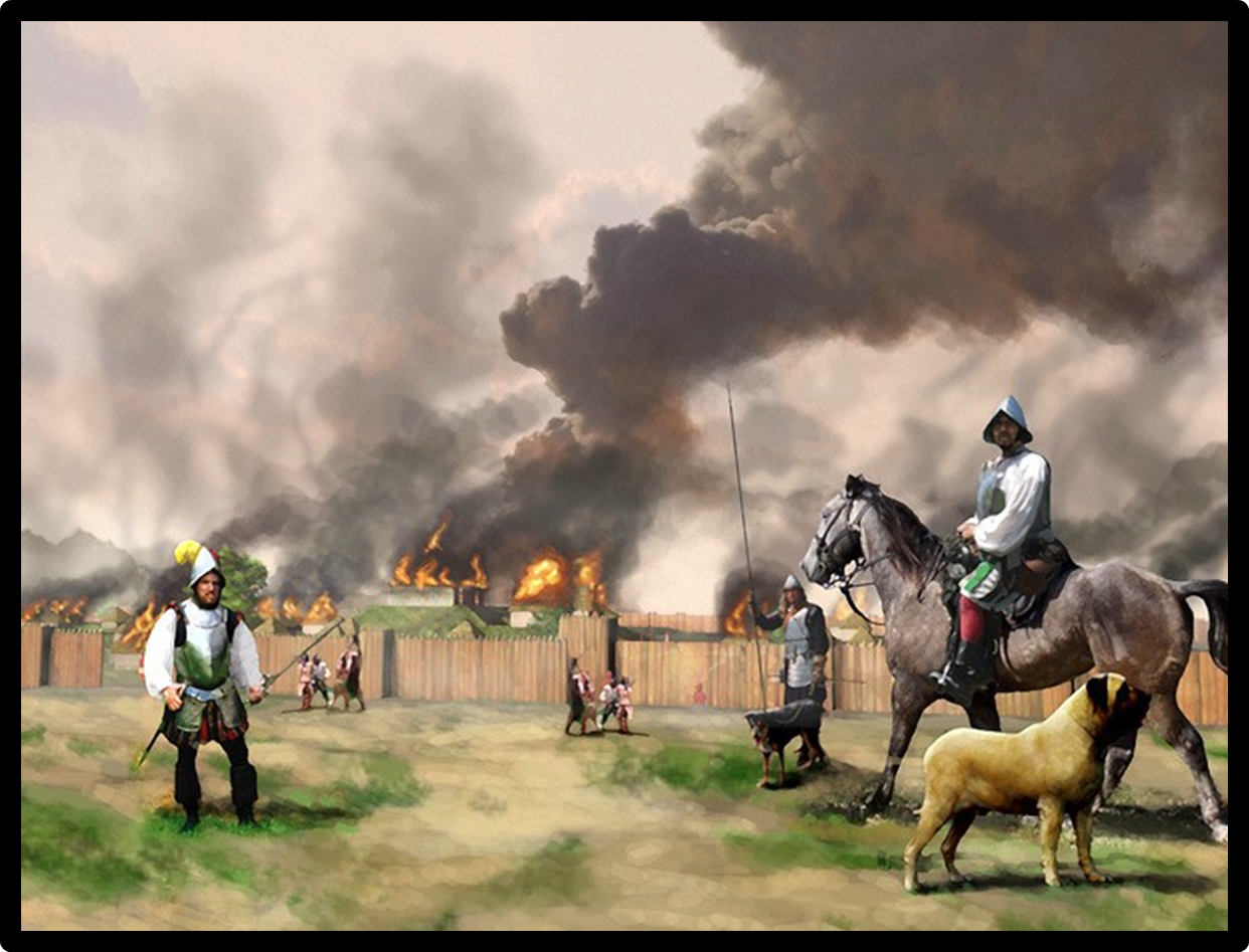 Depiction of the Battle of Mabila by artist Herb Roe.